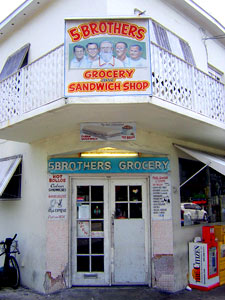 Entrance to 5 Brother Grocery and Sandwich Shop