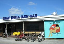 Photo of the front of the Half Shell restaurant