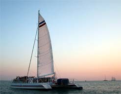 Sunset concert boat offshore of Key West island
